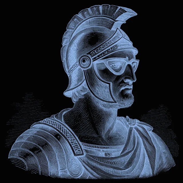 Retrato de Ares em gravura clássica